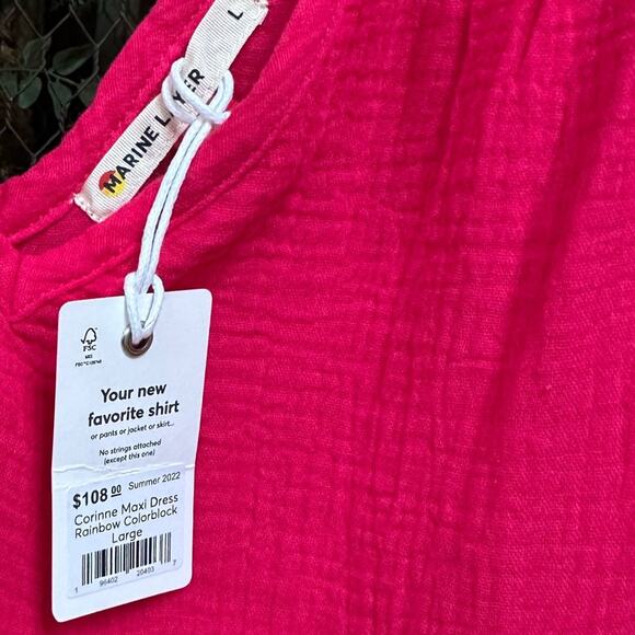 NWT Marine Layer Corinne Maxi Dress in Rainbow Colorblock Size Large Retail $108 - Picture 7 of 11